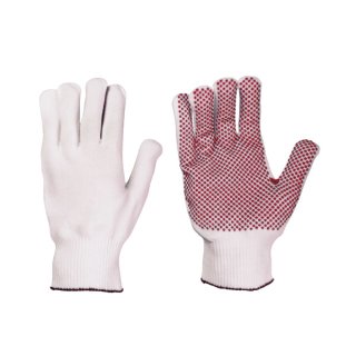 Arbeitshandschuhe Feinstrickhandschuhe weiß, rote PVC Noppen 10 / XL