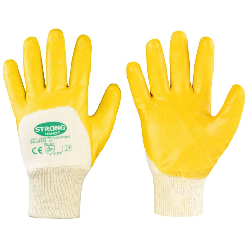 1 Paar Nitril Arbeitshandschuhe gelb Montagehandschuhe Neu Stronghand Handschuh 