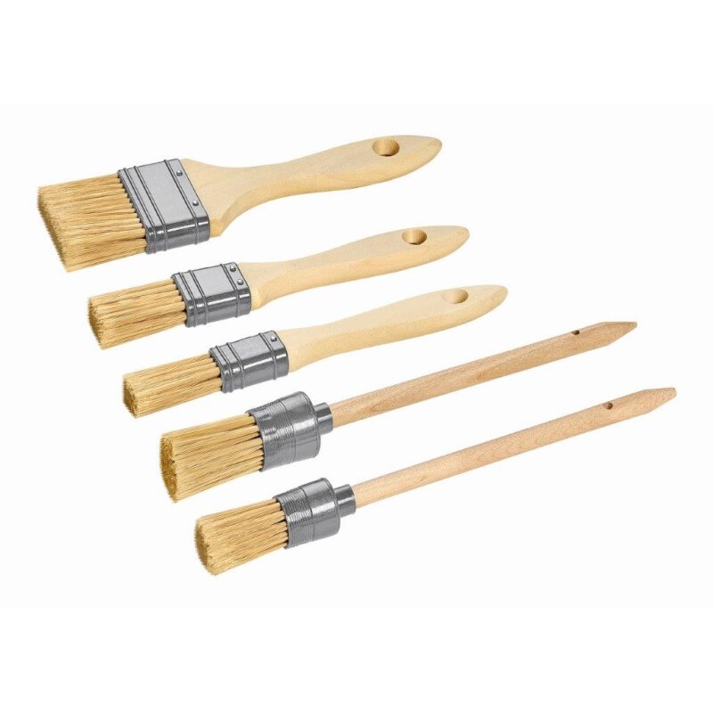 Flach- und Ringpinsel-Set · fünf Teile